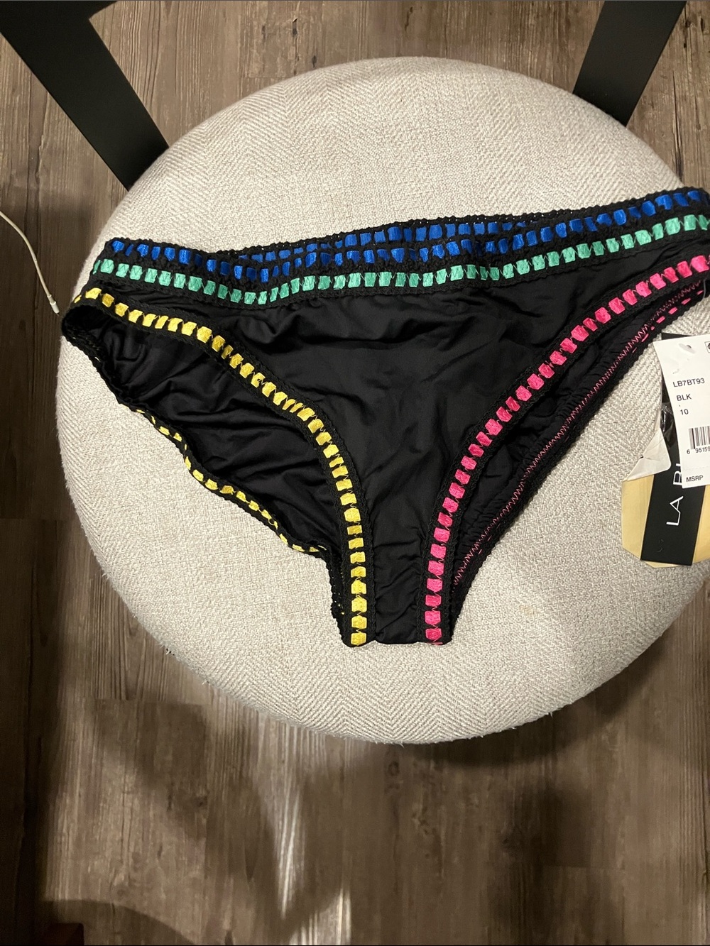 NWT La Blanca Black Bikini Bottom with Pink Contrast Stitching
